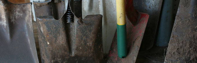 Close shot of shovels