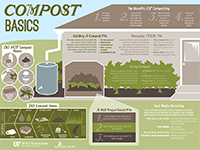 A graphic showing illustrations of compost basic tips