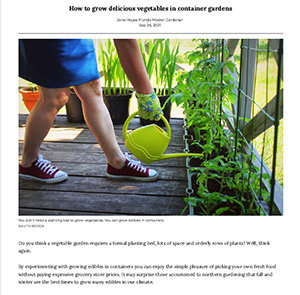 screen shot of a gardening article