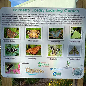 Sign with pictures and information about butterflies