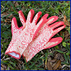 Pink and white garden gloves