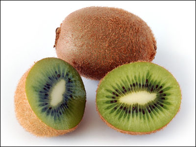 Kiwi fruit with one cut in half