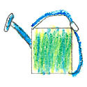 watering can crayon drawing